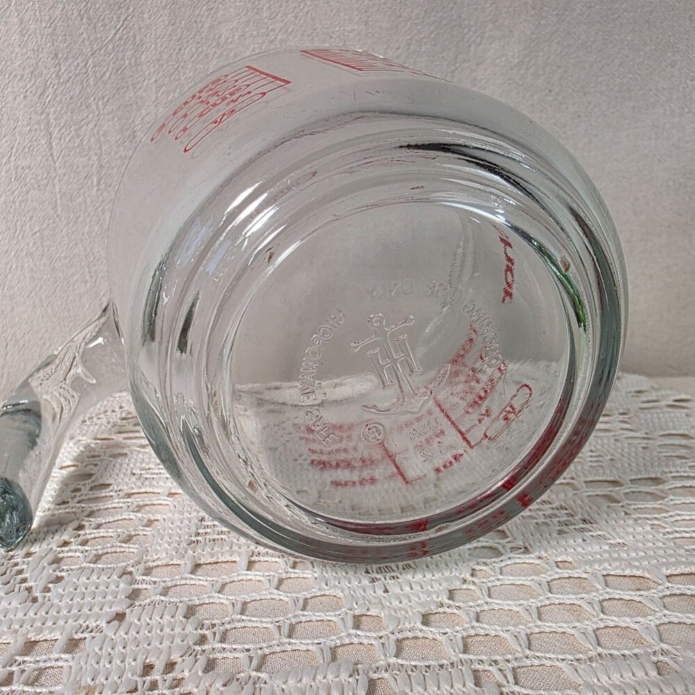 Vintage Anchor Hocking Glass 2 Cup Measuring Cup With Red Markings - Picture 7 of 7